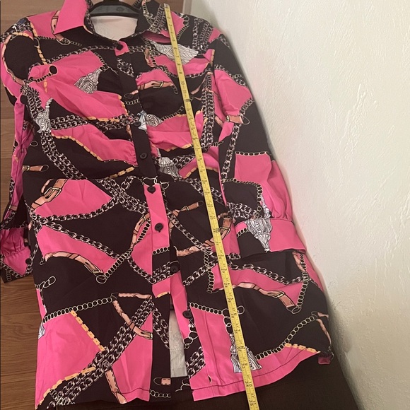 #*68**Pink and Black Chain Pattern Dress - Picture 6 of 10